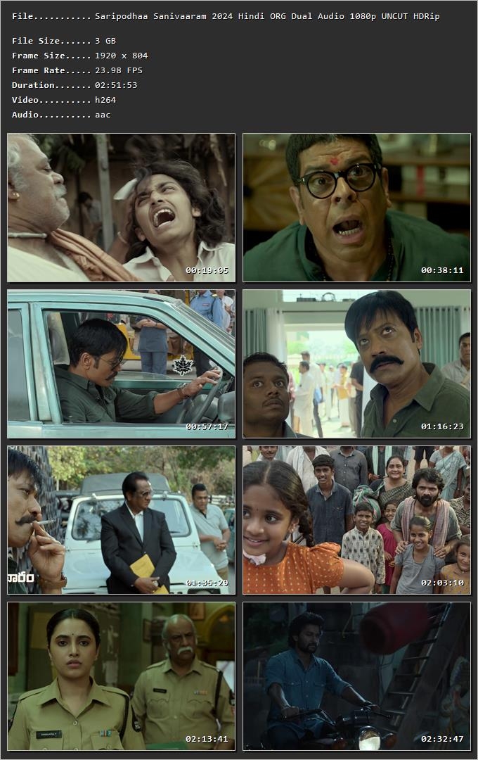 Saripodhaa Sanivaaram (2024) (Hindi – Telugu) HDRip 720p – 480p – 1080p